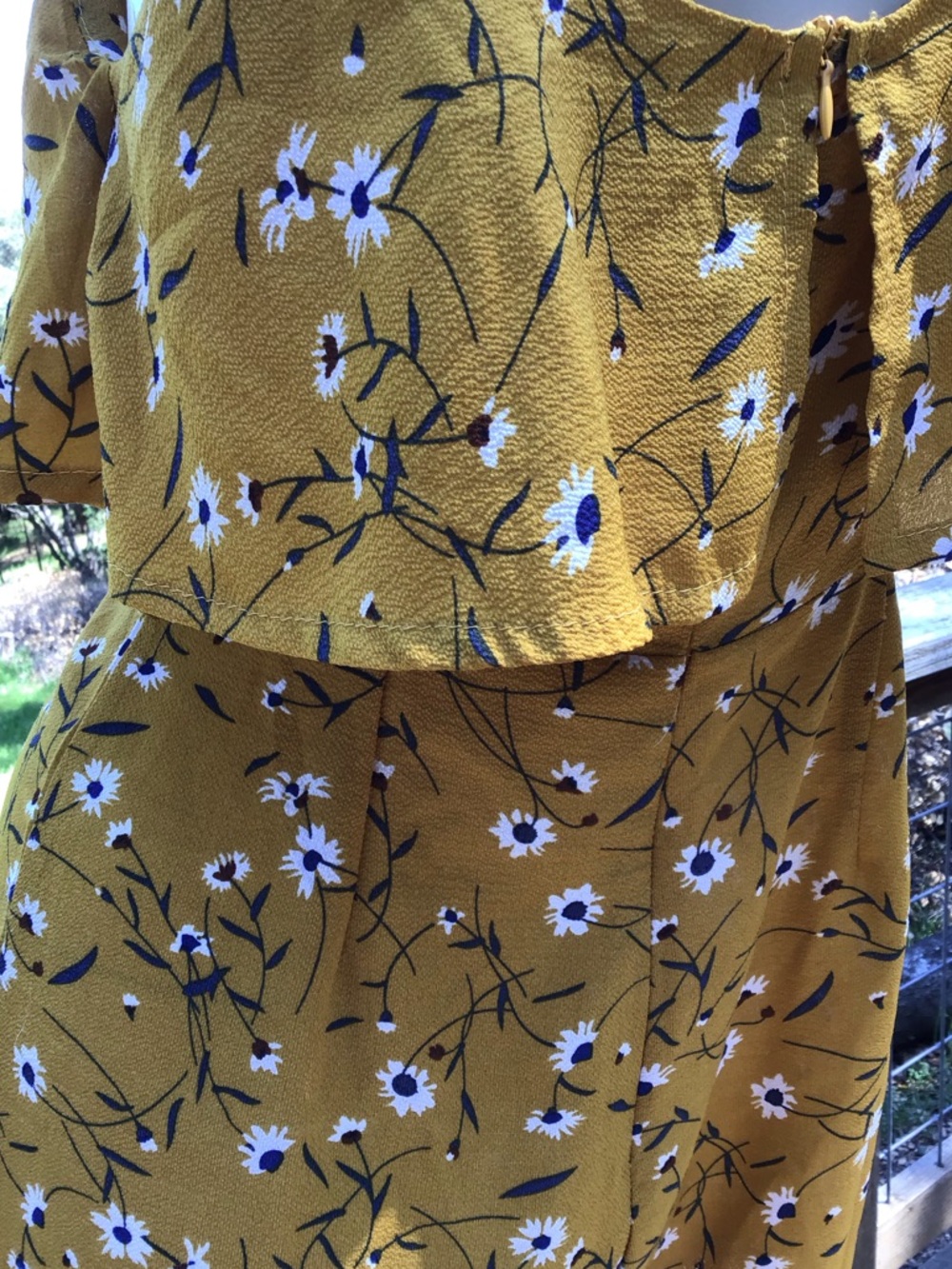 Mustard Floral Ruffle Romper - Picture 7 of 9